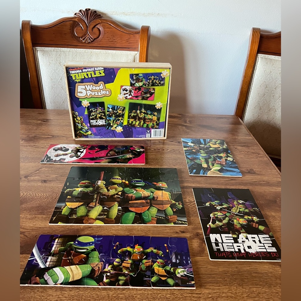 TMNT 5 wooden puzzle set
